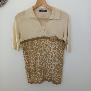Iceberg Disney Women’s Beige Leopard Print Top Size M US